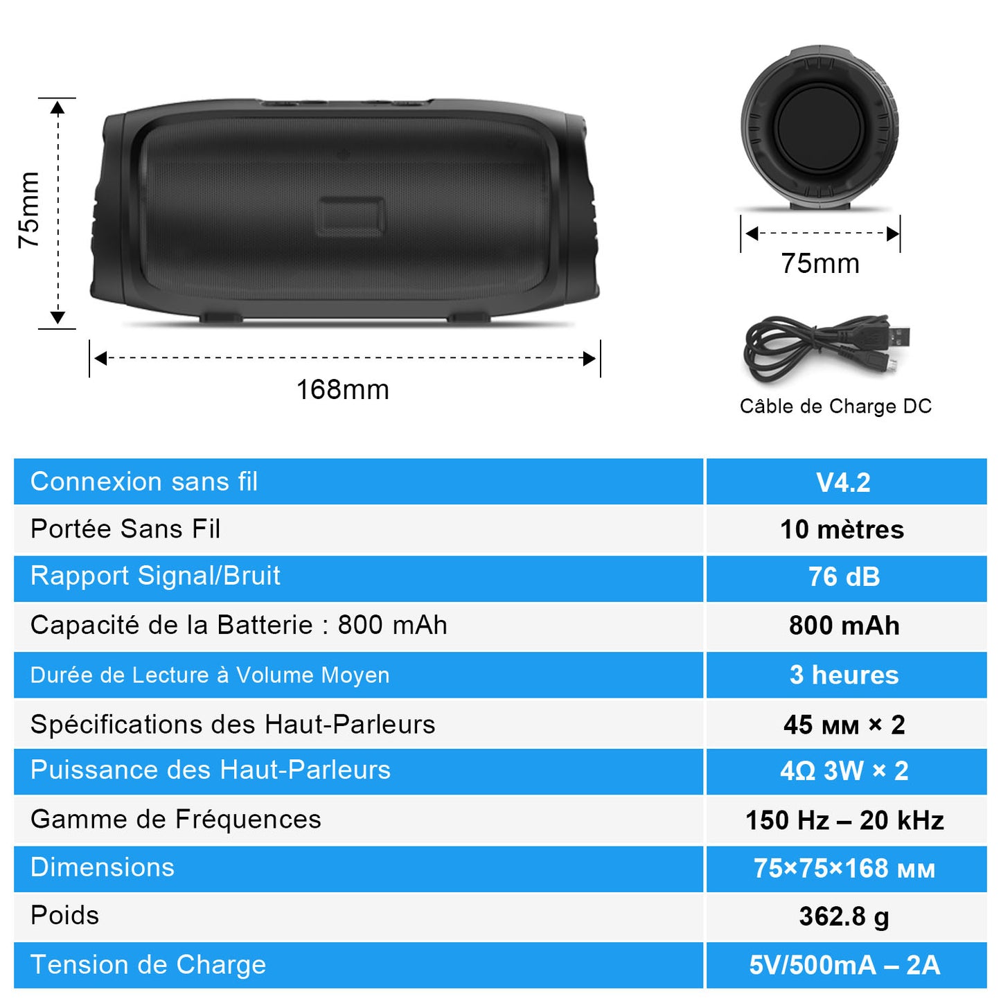 Cassa acustica wireless - Cassa acustica portatile per esterni con luci colorate, batteria da 1000 mAh per 5 ore di riproduzione, compatibile con FM/TF/USB, adatta per telefoni cellulari, tablet, televisori e computer.