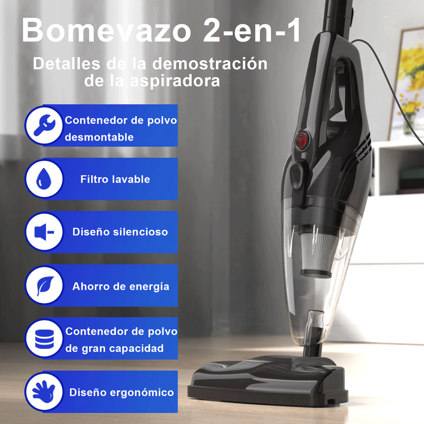 Aspirador sin cable para pelos de mascotas - Aspirador eléctrico de varilla sin cable, escoba eléctrica sin cable, aspirador sin cordón para suelos duros y alfombras