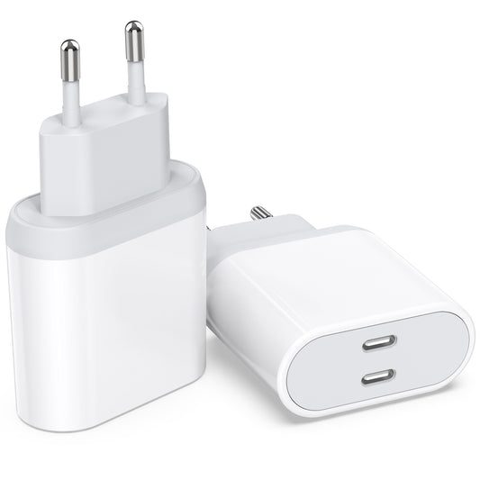 Caricabatterie USB C a 2 porte, caricabatterie USB, caricabatterie rapida, alimentatore USB C, caricabatterie USB multipli, Caricabatterie di sostituzione per iPhone 15/14/13/12/11 Pro Max Plus iPad, Alimentatore per parete multifunzione di tipo C