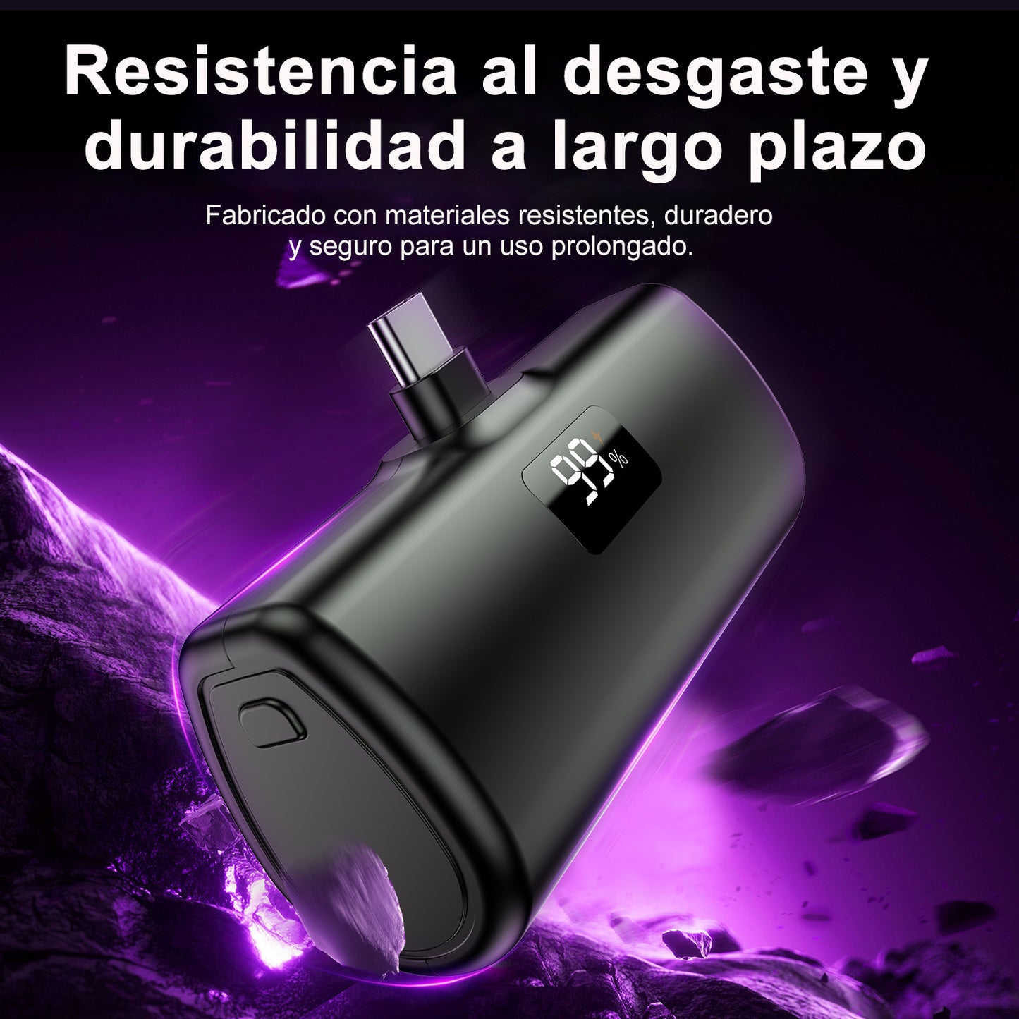 Batería externa, Batería externa de 5000 mAh, 10,5 W, conector USB-C, compatible con iPhone 16, 15, serie Samsung S22/23, serie Note20/10, Huawei, iPad Pro/Air, AirPods y más (negro).