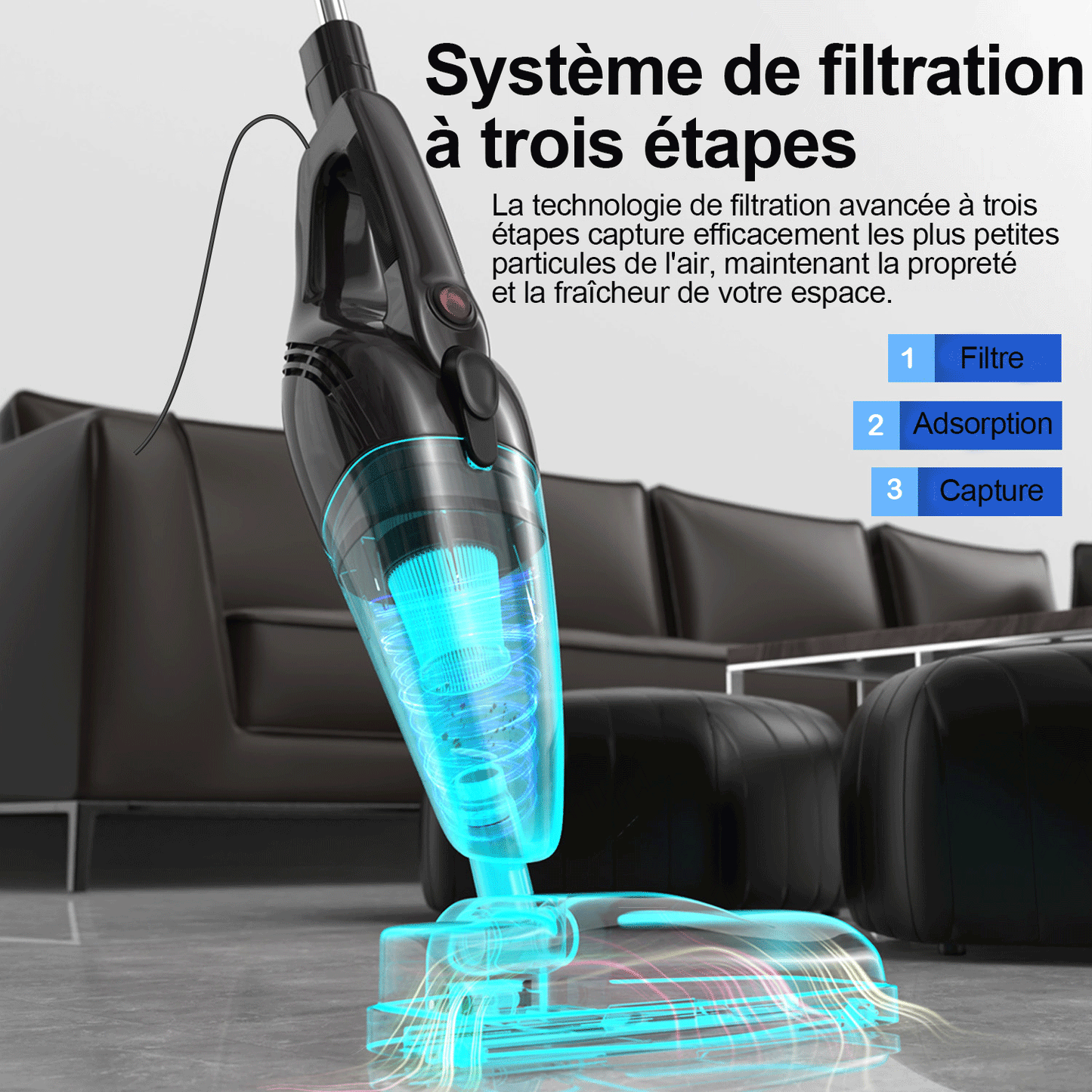 Aspirateur sans fil pour poils d'animaux - Aspirateur électrique à manche sans fil, balai électrique sans fil, aspirateur sans cordon pour sols durs et tapis