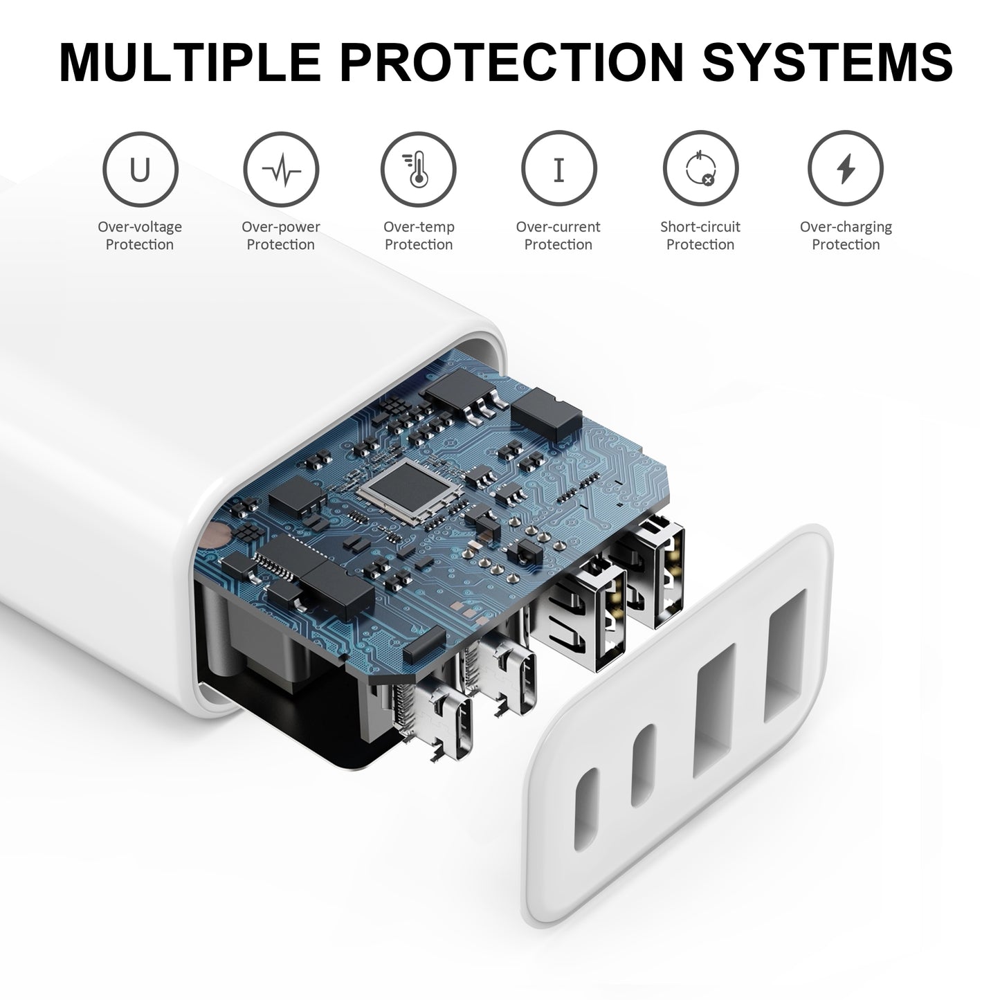 Caricabatterie USB C, caricabatterie USB C da 40 W con 4 porte, caricabatterie USB, caricabatterie rapida, alimentatore USB C, caricabatterie USB multipli, Caricabatterie di sostituzione per iPhone 15/14/13/12/11 Pro Max Plus/XS/XR/8/7/6, iPad