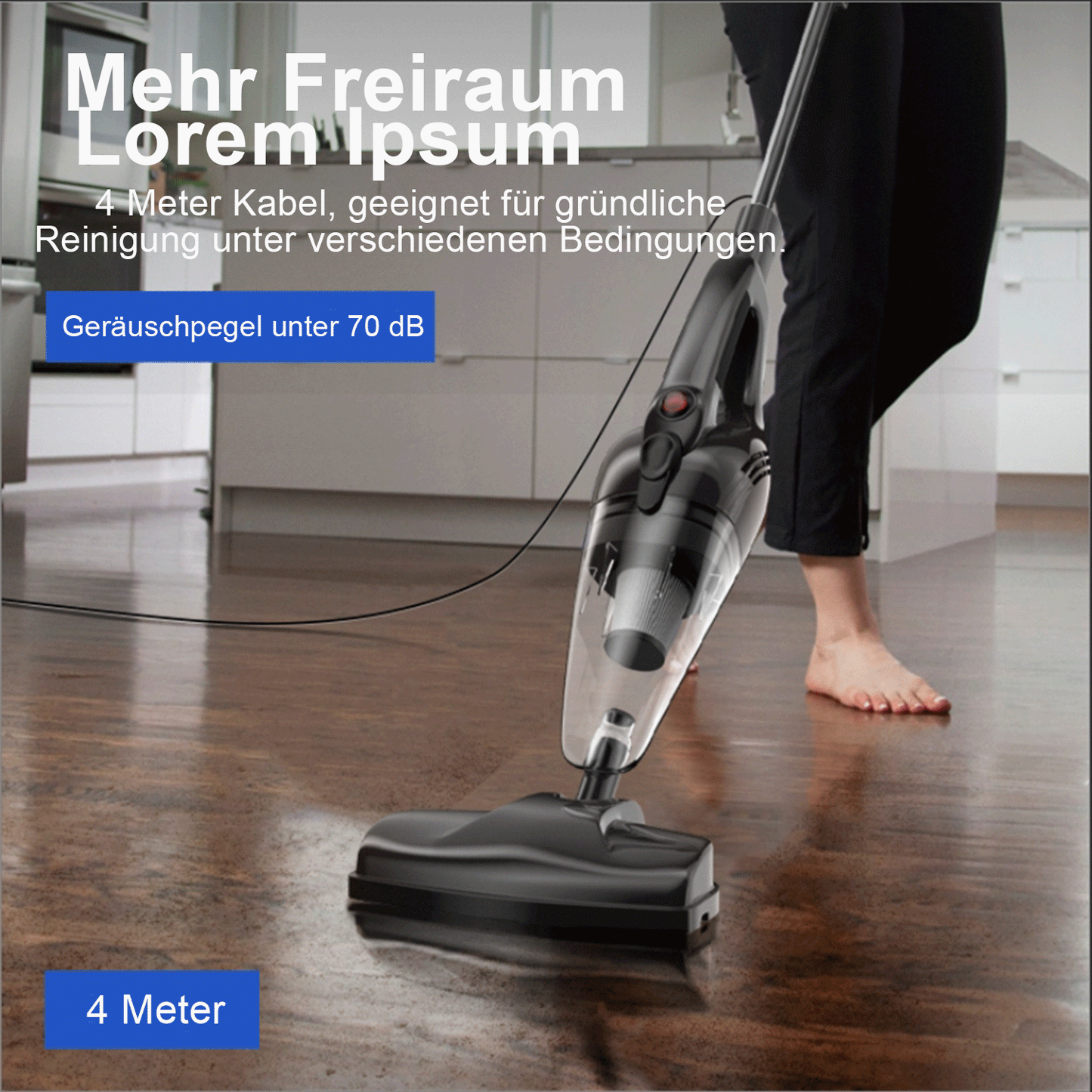 Akku Staubsauger Kabellos Vacuum Cleaner - Akkusauger Tierhaare Cordless Stabstaubsauger Elektrische Kehrbesen Kabelloser Stielstaubsauger Schnurloser Sauger ohne Kabel für Hartböden Teppiche