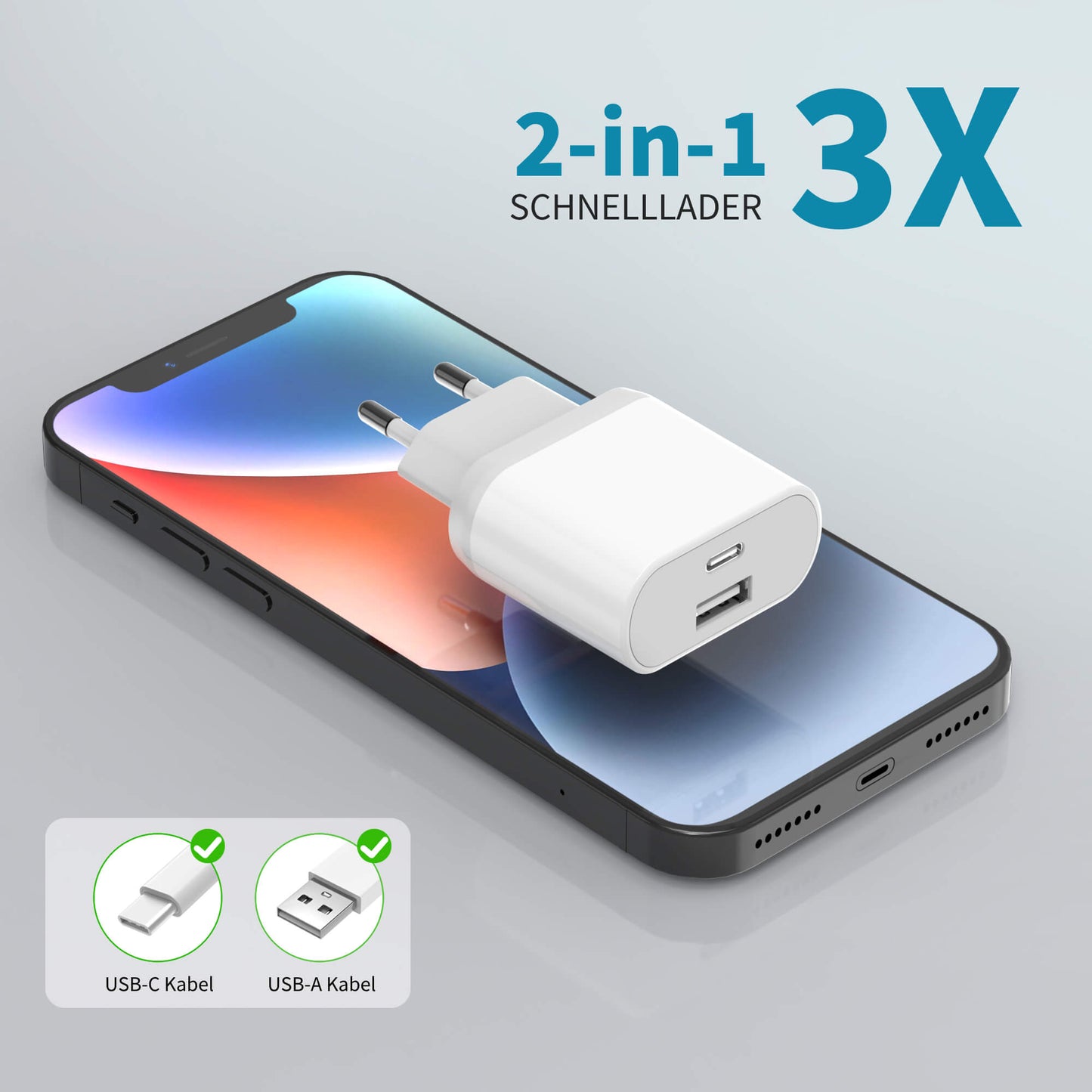 Paquete de 2 cargadores USB C de 20 W con enchufe rápido para iPhone 15, 14, 13, 12, 11 Pro Max, SE, XS, XR, 8 Plus, Samsung Galaxy, Huawei, iPad, teléfonos móviles, tipo de enchufe C, fuente de alimentación, adaptador de pared.