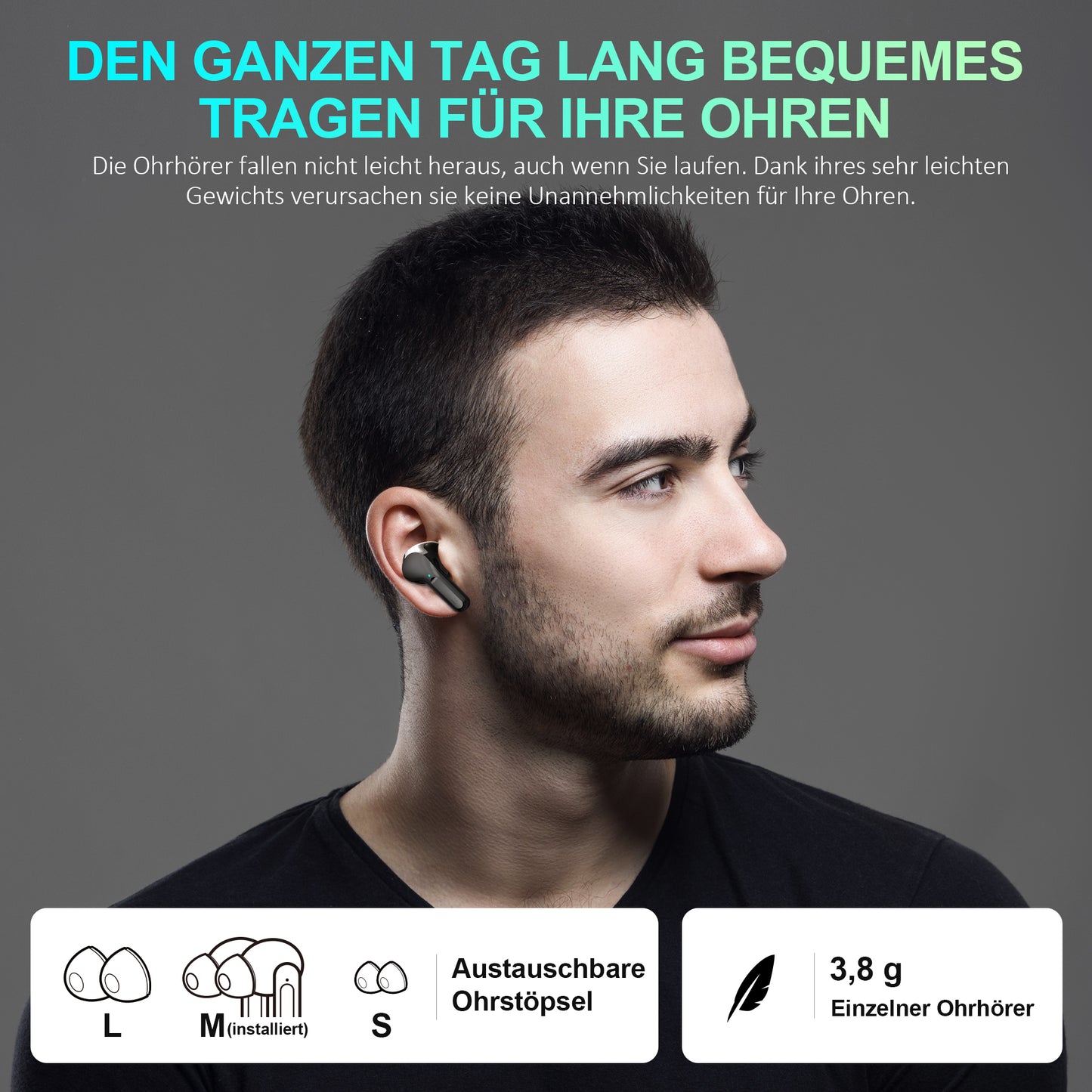 Écouteurs sans fil, écouteurs intra-auriculaires, écouteurs stéréo Hi-Fi BT5.3, écouteurs sans fil 35H Playtime, écoutez la réduction du bruit CVC pour iPhone Android I17