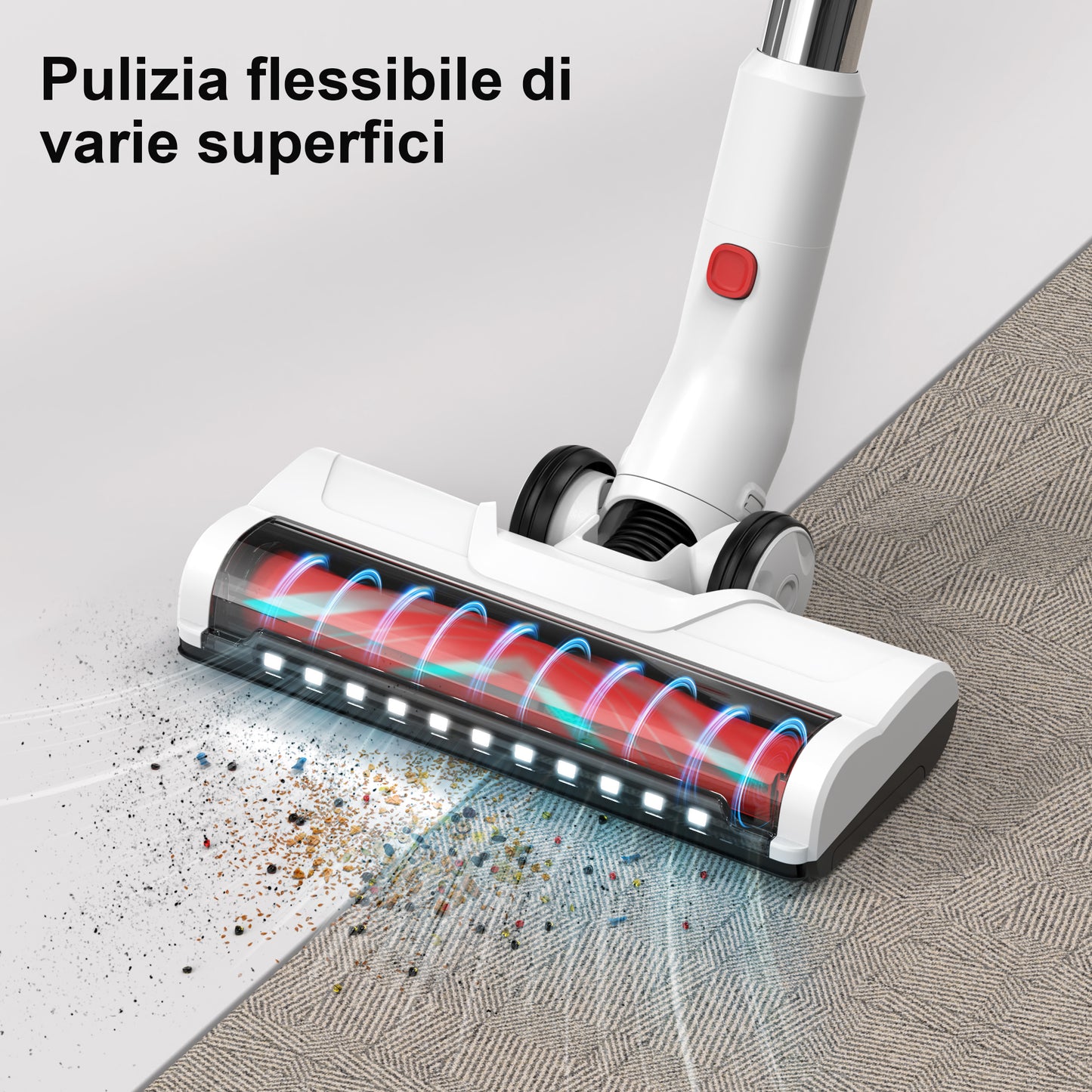 Aspirapolvere Senza Fili Scopa Elettrica - Potente Vacuum Cleaner Senza Filo Ricaricabile Batteria Silenzioso Leggera Scope Elettriche per Pavimenti Tappeti Peli Animali Domestici