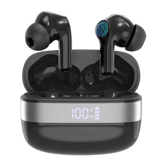 Auriculares inalámbricos, Auriculares inalámbricos, Auriculares con sonido estéreo Hi-Fi BT5.3, Auriculares con 35 horas de reproducción, con reducción de ruido CVC para iPhone, Samsung, Huawei, Xiaomi y Android I90.