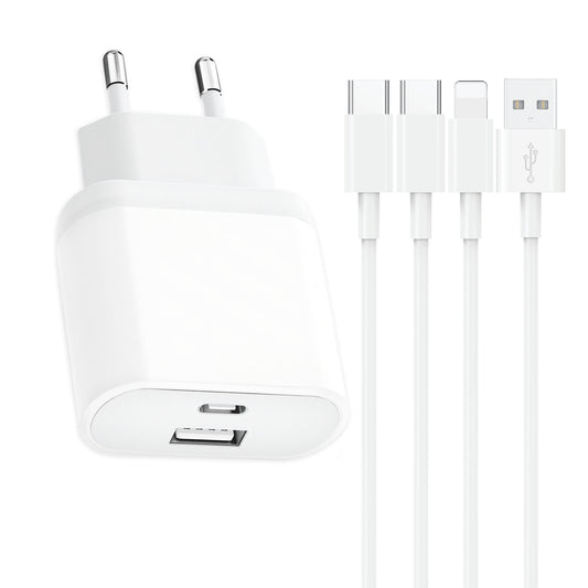 2er-Pack USB-C-Ladegerät mit 20-Watt-Schnellstecker für iPhone 15, 14, 13, 12, 11 Pro Max, SE, XS, XR, 8 Plus, Samsung Galaxy, Huawei, iPad, Mobiltelefone, Steckertyp C, Netzteil, Wandkopfadapter.